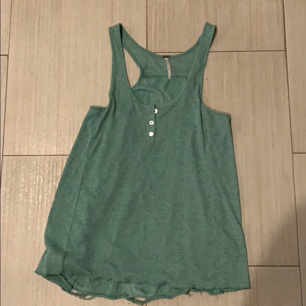 Free People Green racer back tank top
